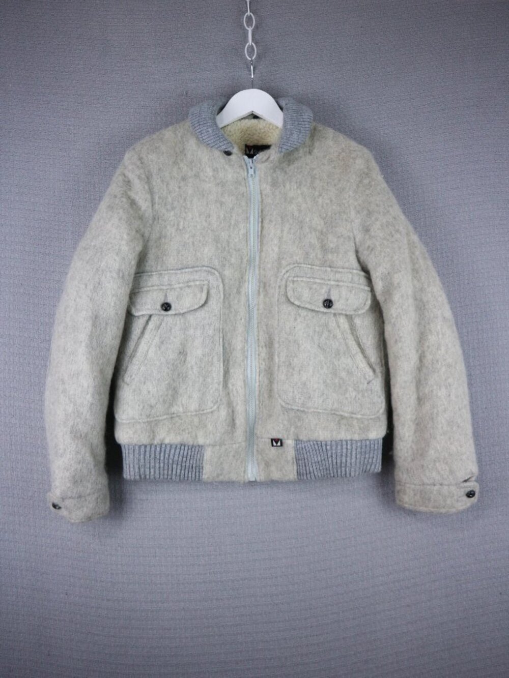 Style-kraft Vintage Wool Bomber Jacket Sherpa Lined 1980's Canada SIze Small